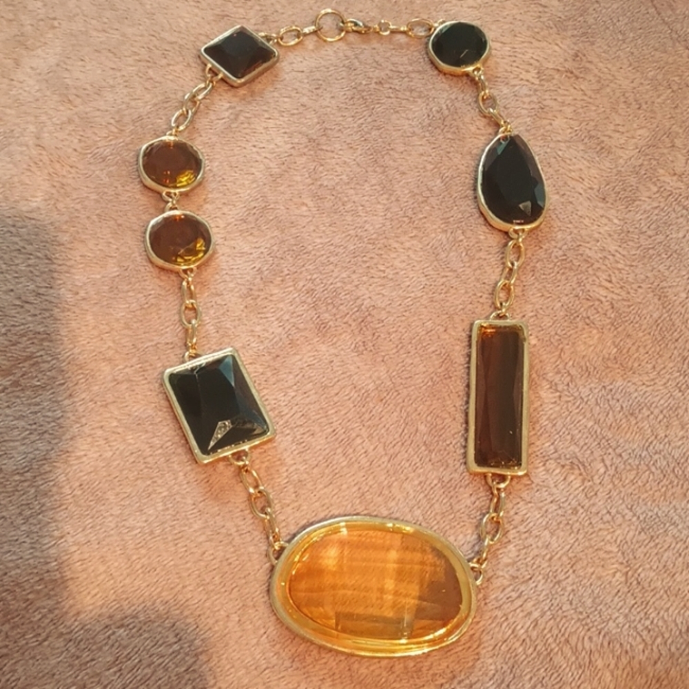 Amber & Brown Gem Necklace